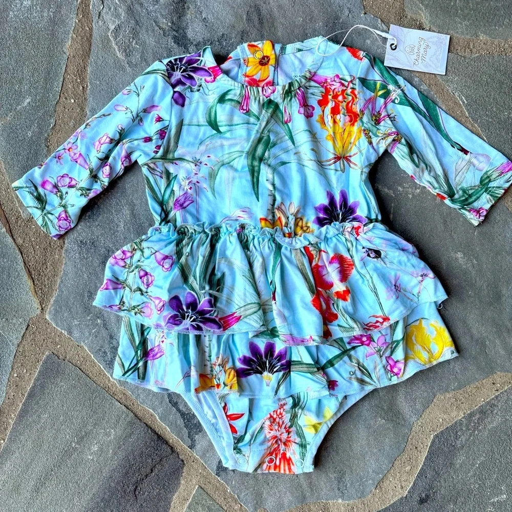 Charming Mary Skirted Bodysuit - Fiji Garden